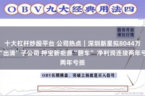 十大杠杆炒股平台 公司热点｜深圳新星拟8044万元“出清”子公司 押宝新能源“翻车” 净利润连续两年亏损