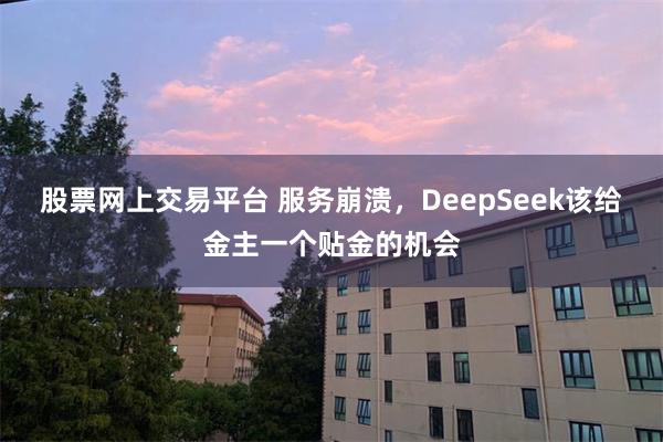 股票网上交易平台 服务崩溃，DeepSeek该给金主一个贴金的机会